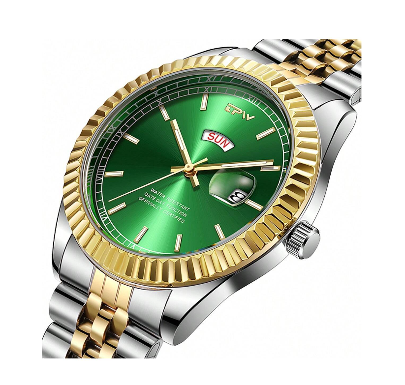 Montre bicolore fond vert cadran 40mm