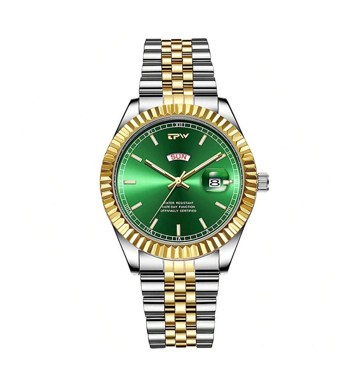 Montre bicolore fond vert cadran 40mm